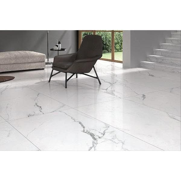 white carrara porcelain tile